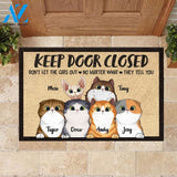 WARNING AREA PATROLLED BY PEEKING CAT - PERSONALIZED DOORMAT | WELCOME MAT | HOUSE WARMING GIFT