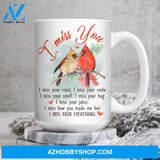 Watercolor cardinal, Cranberry drawing, I miss your voice, I miss your smile - Heaven White Mug
