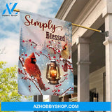 Watercolor cardinal, Frozen cranberry, Winter forest, Simply blessed - Jesus Flag