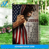 Watercolor Jesus's face, Amazing US flag, Crown of thorn, Jesus is my God - Jesus Flag
