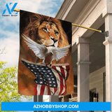 Watercolor lion painting, White dove, Beautiful US flag - Jesus Flag
