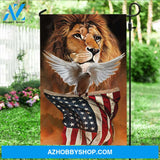 Watercolor lion painting, White dove, Beautiful US flag - Jesus Flag