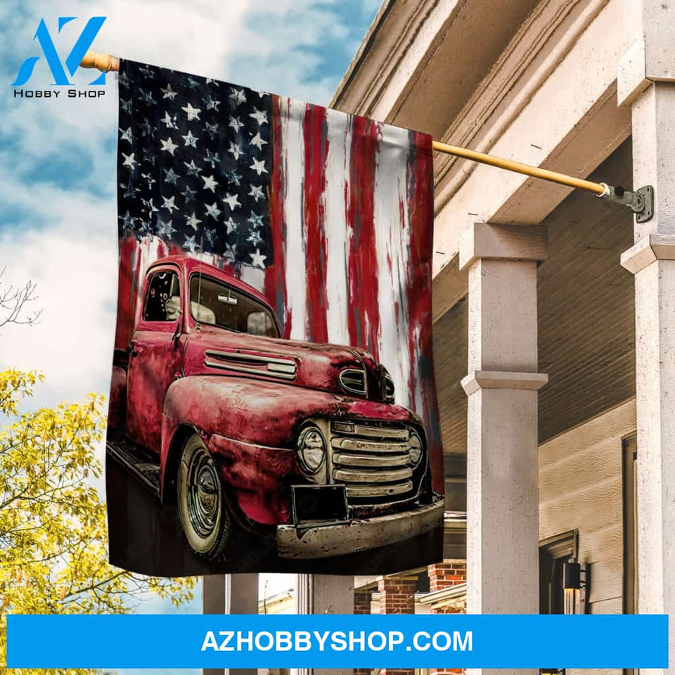 Watercolor US flag, Beautiful ladybug car - Jesus Flag