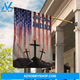 Watercolor US flag, Stunning cross, God bless America - Jesus Flag