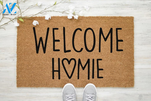Welcome Homie Heart Doormat - Funny Welcome Mat - Housewarming Gift