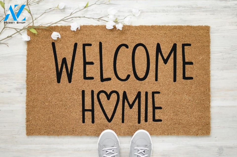 Welcome Homie Heart Doormat - Funny Welcome Mat - Housewarming Gift