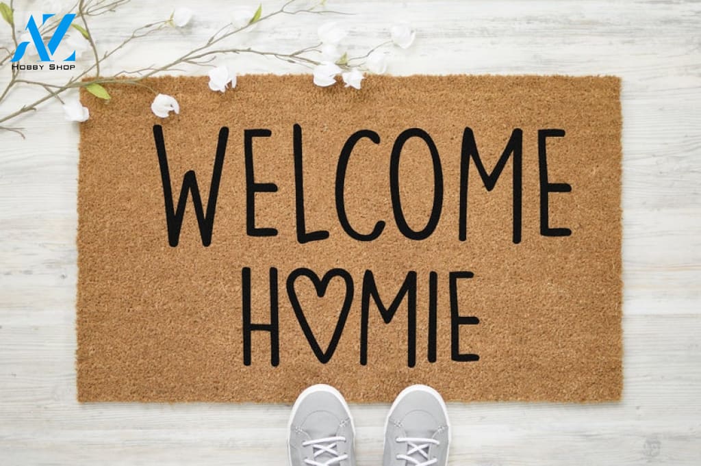 Welcome Homie Heart Doormat - Funny Welcome Mat - Housewarming Gift