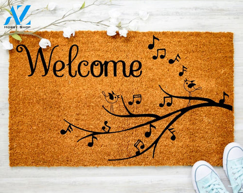 Welcome Music Tree Notes Door mat Welcome Mat Family Doormat Porch Decor Housewarming Doormat Coir doormat