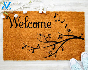 Welcome Music Tree Notes Door mat Welcome Mat Family Doormat Porch Decor Housewarming Doormat Coir doormat
