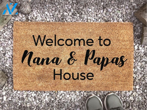 Welcome To Nana & Papas House Doormat - Personalized Grandparent Mat - Custom Coir Doormat - Housewarming Gift - Gift