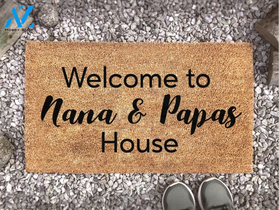 Welcome To Nana & Papas House Doormat - Personalized Grandparent Mat - Custom Coir Doormat - Housewarming Gift - Gift