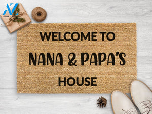 Welcome To Nana & Papa's House - Personalized Family Doormat - Custom Coir Door Mat - Housewarming Gift - Gift For