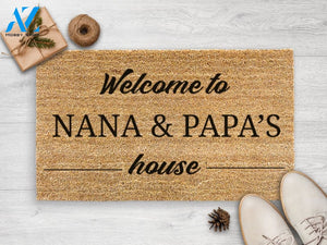 Welcome To Nana & Papa's House - Personalized Family Mat - Custom Coir Doormat - Housewarming Gift - Grandparent Gift