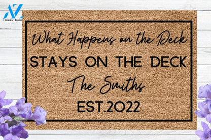 Welcome To Our DECK Perfect Outdoor Rug to Dress Up Your Patio Housewarming Gift New Homeowner Closing Gift