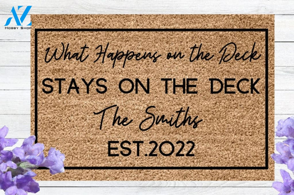 Welcome To Our DECK Perfect Outdoor Rug to Dress Up Your Patio Housewarming Gift New Homeowner Closing Gift