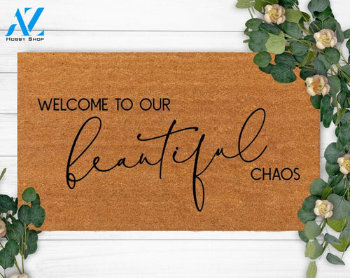 Welcome To Our Grateful Chaos-Family Name Doormat-Housewarming Gift-Custom Doormat-Last Name Doormat-Funny Welcome