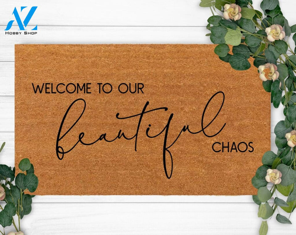 Welcome To Our Grateful Chaos-Family Name Doormat-Housewarming Gift-Custom Doormat-Last Name Doormat-Funny Welcome