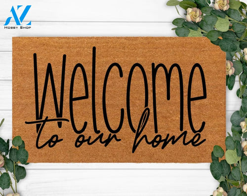 Welcome To Our Home-Custom Christmas Doormat-Welcome new year doormat-Holiday Doormat-Christmas-Funny Dog Lover Mat