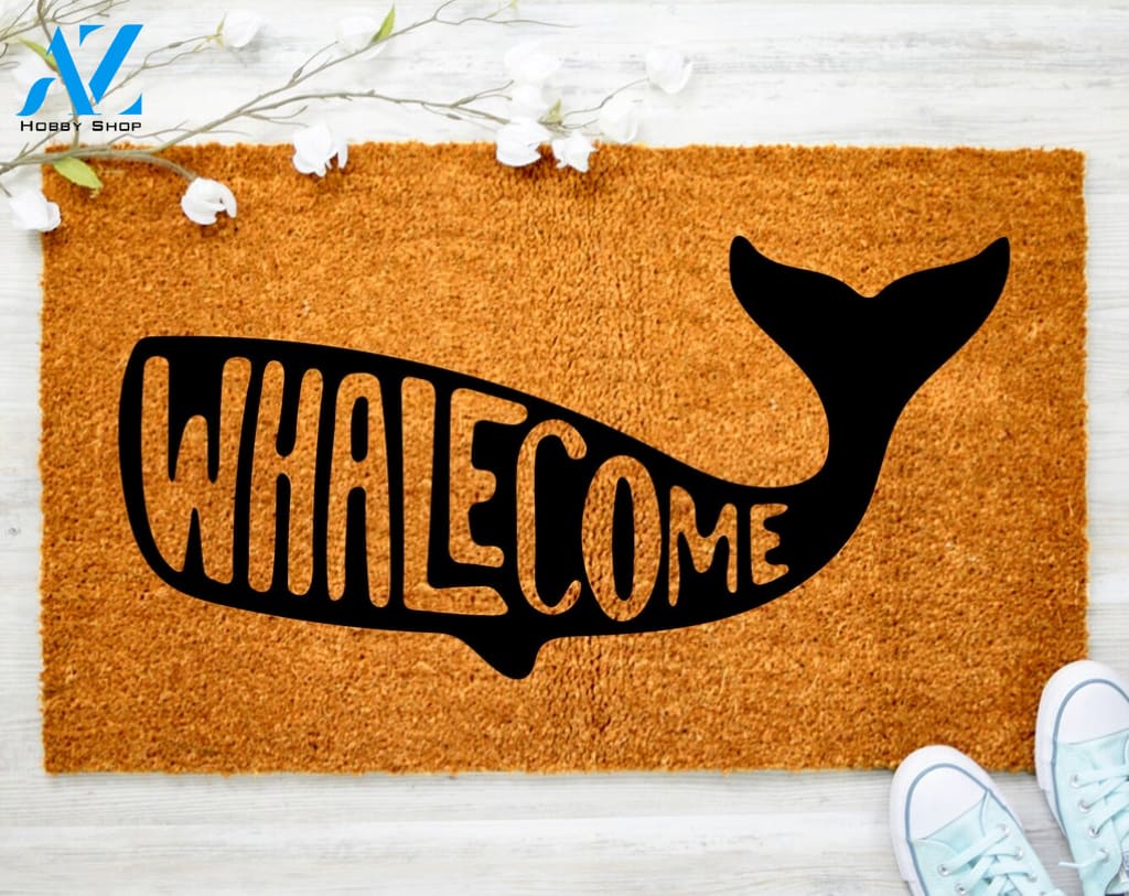 Whalecome Doormat Whale Decoration Beach House Decor Customized Doormat Coco Coir Door Mat Housewarming Gift
