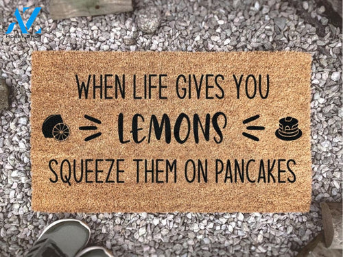 When Life Gives You Lemons - Pancake Door Mat - Funny Food Doormat - Custom Coir Mat - Housewarming Gift - Welcome Mat -