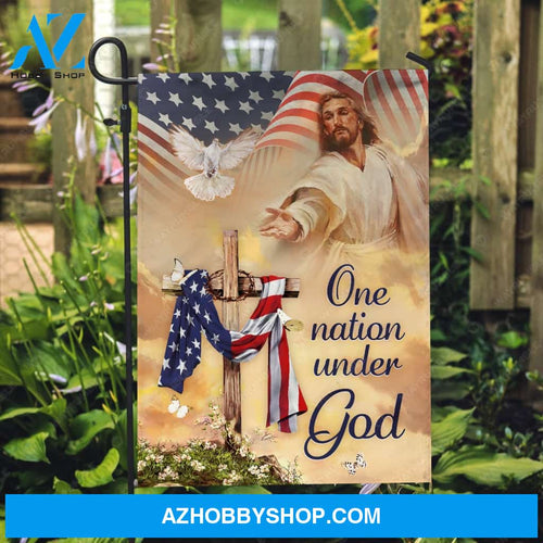 White dove, Walking with Jesus, Cross symbol, Daisy, One nation under God - Jesus Flag