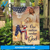 White dove, Walking with Jesus, Cross symbol, Daisy, One nation under God - Jesus Flag