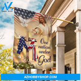 White dove, Walking with Jesus, Cross symbol, Daisy, One nation under God - Jesus Flag