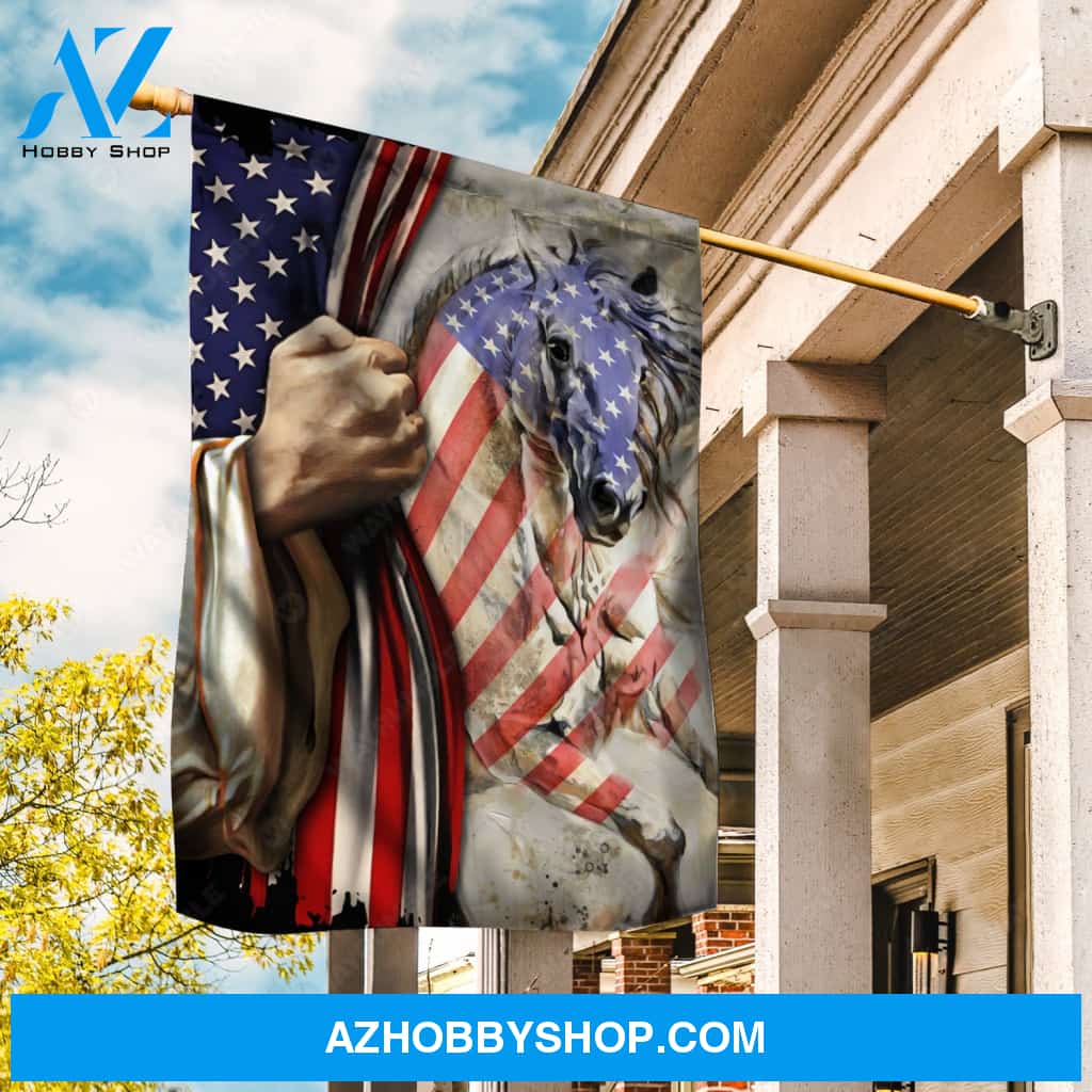 White horse painting, Beautiful US flag, Jesus's hand - Jesus Flag