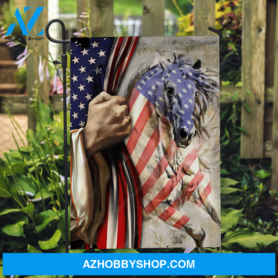 White horse painting, Beautiful US flag, Jesus's hand - Jesus Flag