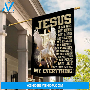 White horse with wings, Jesus is my everything - Jesus, Horse Flag