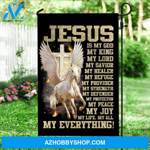 White horse with wings, Jesus is my everything - Jesus, Horse Flag