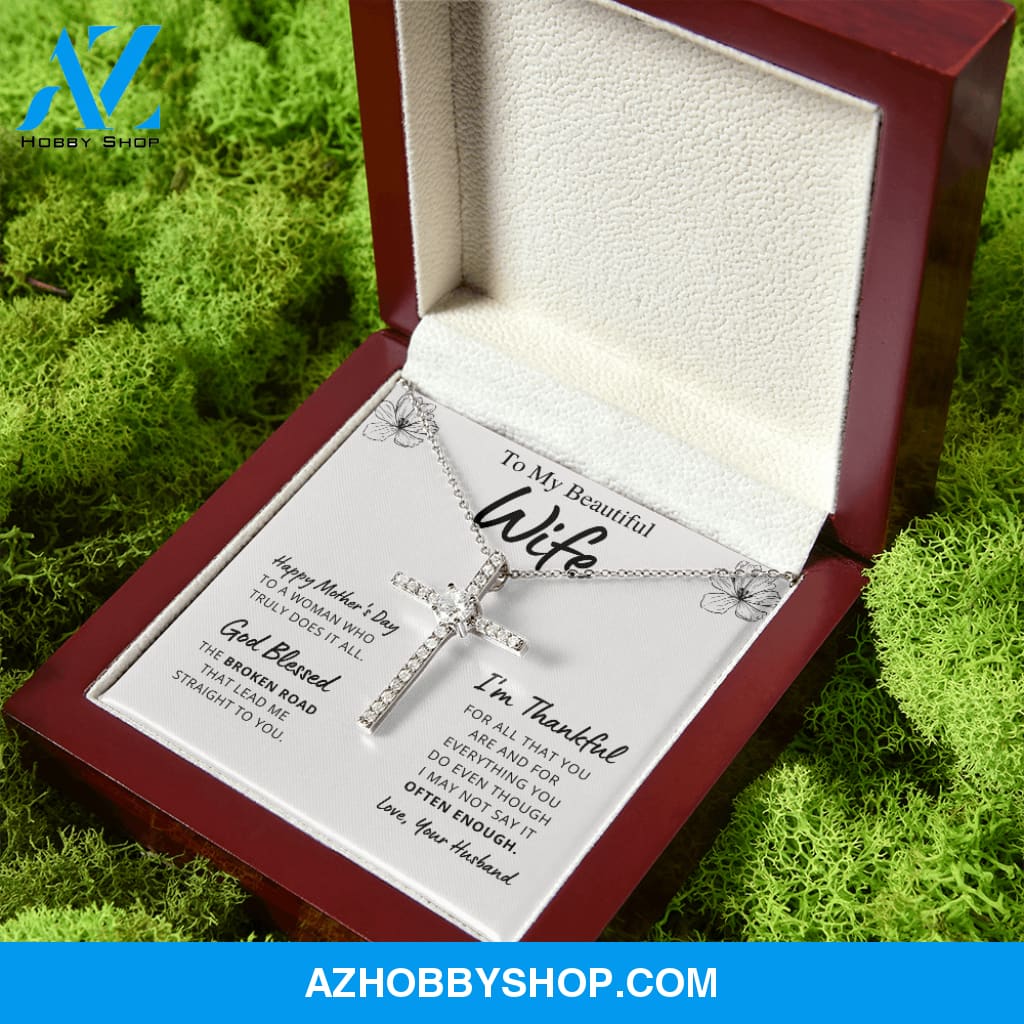 Wife Mother's Day - Thank You - Cross Necklace