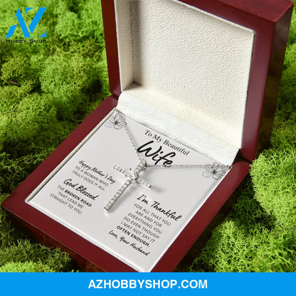 Wife Mother's Day - Thank You - Cross Necklace