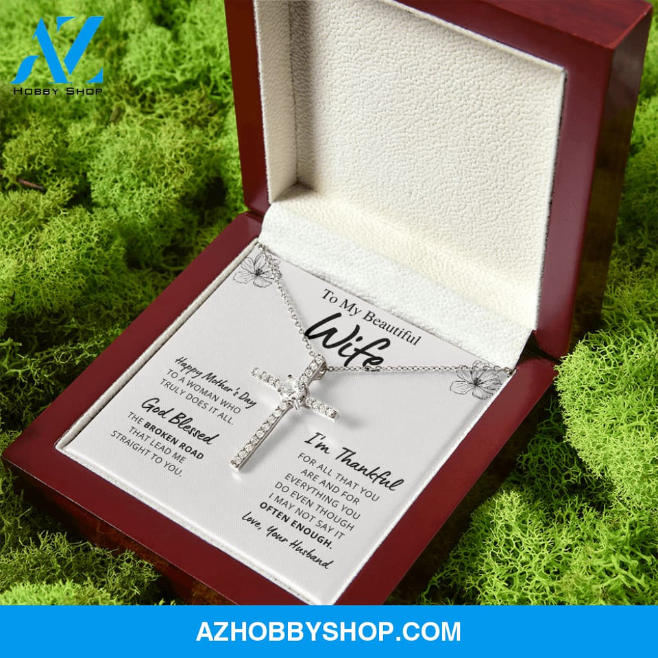 Wife Mother's Day - Thank You - Cross Necklace