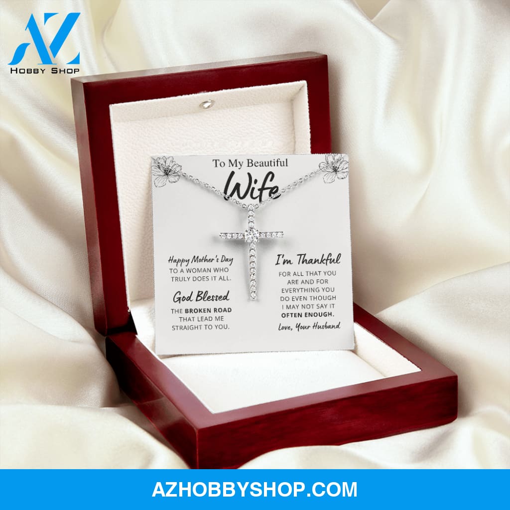 Wife Mother's Day - Thank You - Cross Necklace