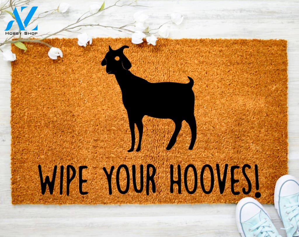 Wipe Your Hooves Doormat Goat Door mat Housewarming Doormat Coir doormat Gifts Porch Decor
