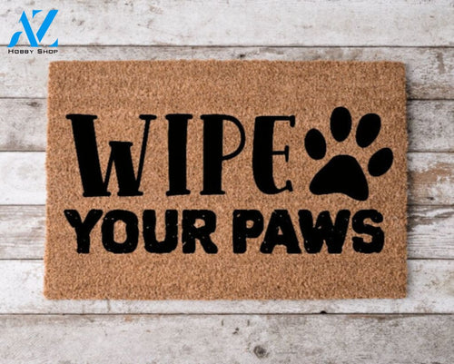 Wipe your paws Custom Welcome Mat Personalized Door Mat Cheerful Gift Home Decor Housewarming Gift Funny