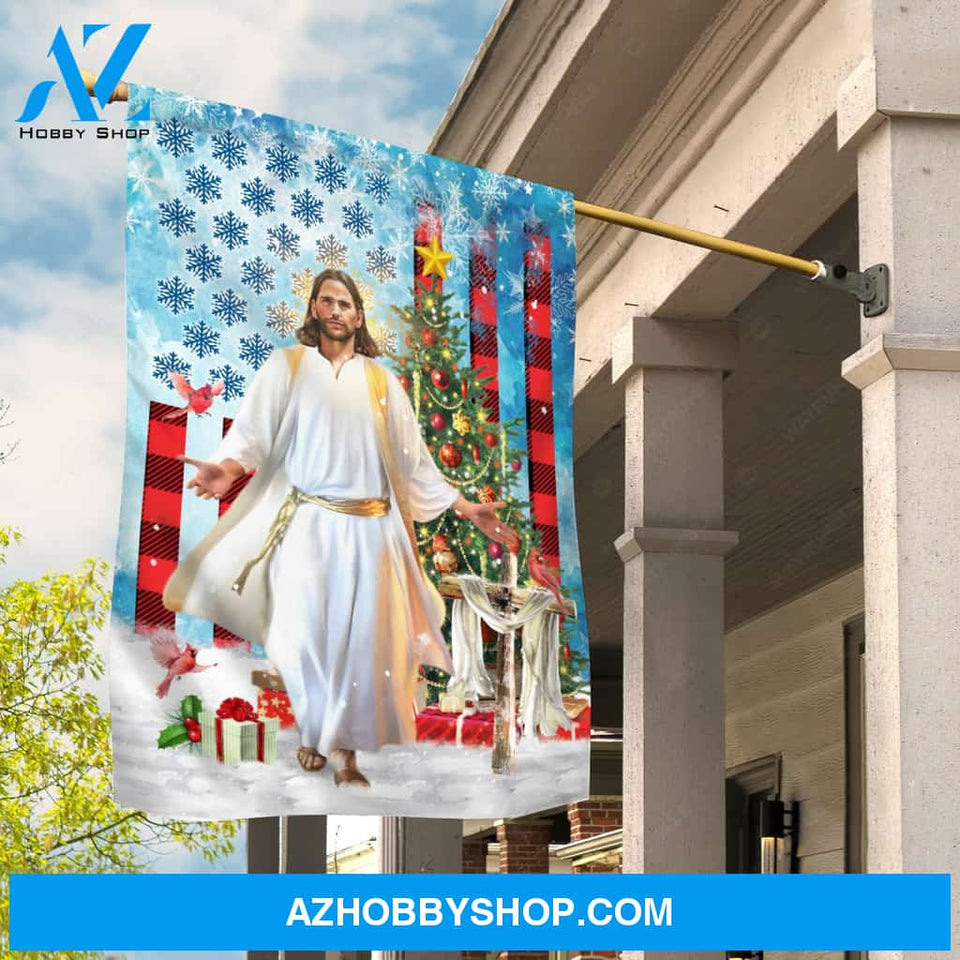 Wooden cross, American flag, Christmas gift, Beautiful Jesus drawing - Jesus Flag
