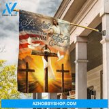 Wooden crosses, Flying doves, Jesus drawing, USA flag, Be still I am God - Jesus Flag