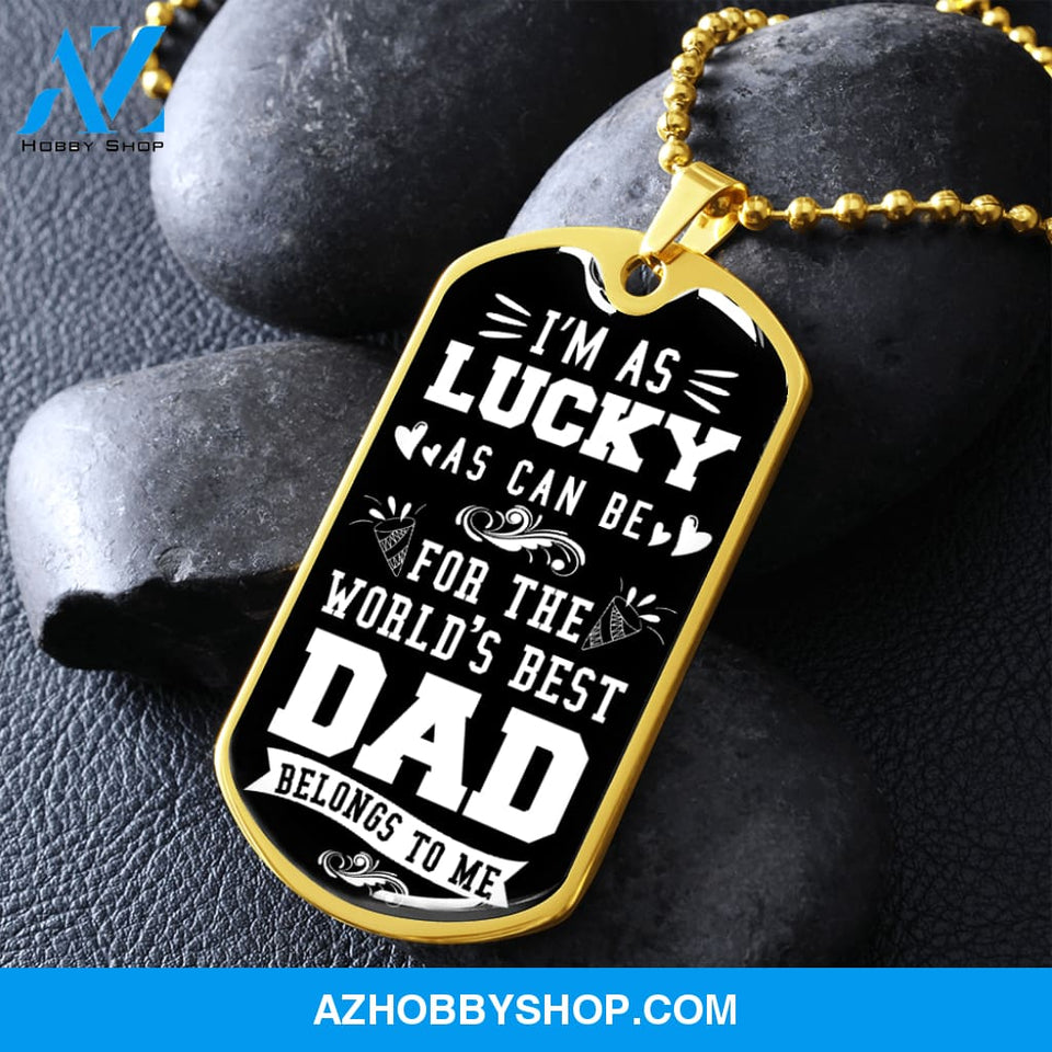 World's Best DAD - Graphical Dog Tag & Ball chain (steel)