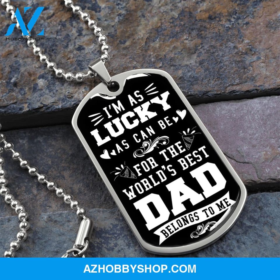 World's Best DAD - Graphical Dog Tag & Ball chain (steel)