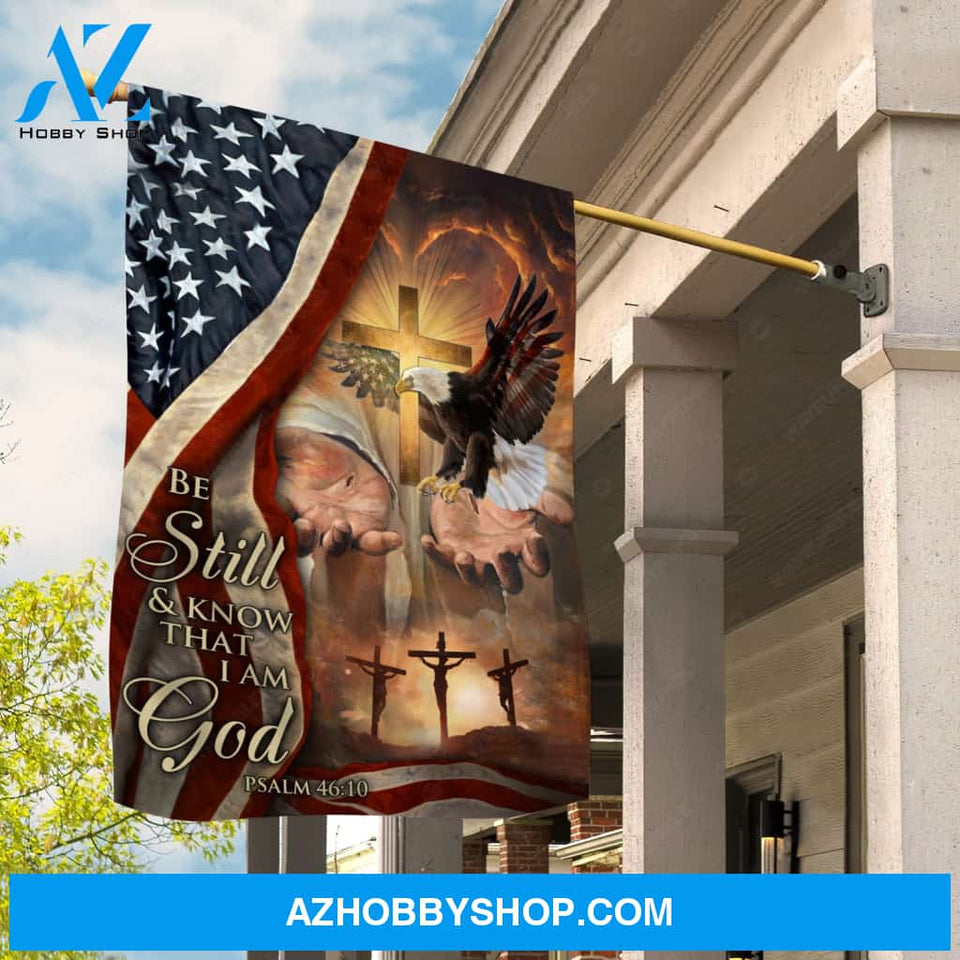 Yellow flag, Beautiful eagle, Amazing US flag, Be still and know that I am God - Jesus Flag