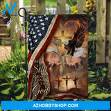 Yellow flag, Beautiful eagle, Amazing US flag, Be still and know that I am God - Jesus Flag