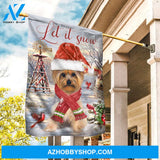 Yorkshire Terrier, Cute dog, Winter season, Christmas decoration, Let it snow - Jesus Flag