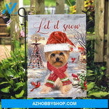Yorkshire Terrier, Cute dog, Winter season, Christmas decoration, Let it snow - Jesus Flag