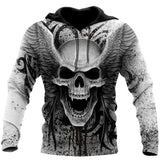 Unisex Hoodie All Over Print Skull Gifts Crazy Skull With Angel Wings Unisex Hoodie