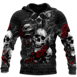 Unisex Hoodie All Over Print Skull Gifts Skulls On The Roses Unisex Hoodie