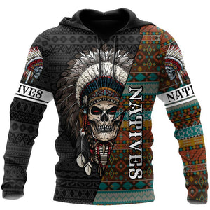 Unisex Hoodie All Over Print Skull Gifts Native Blood Loving Skulls Unisex Hoodie