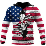 Unisex Hoodie All Over Print Skull Gifts American Red Eyes Skull Unisex Hoodie