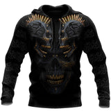 Unisex Hoodie All Over Print Skull Gifts Punker Golden Skulls Unisex Hoodie